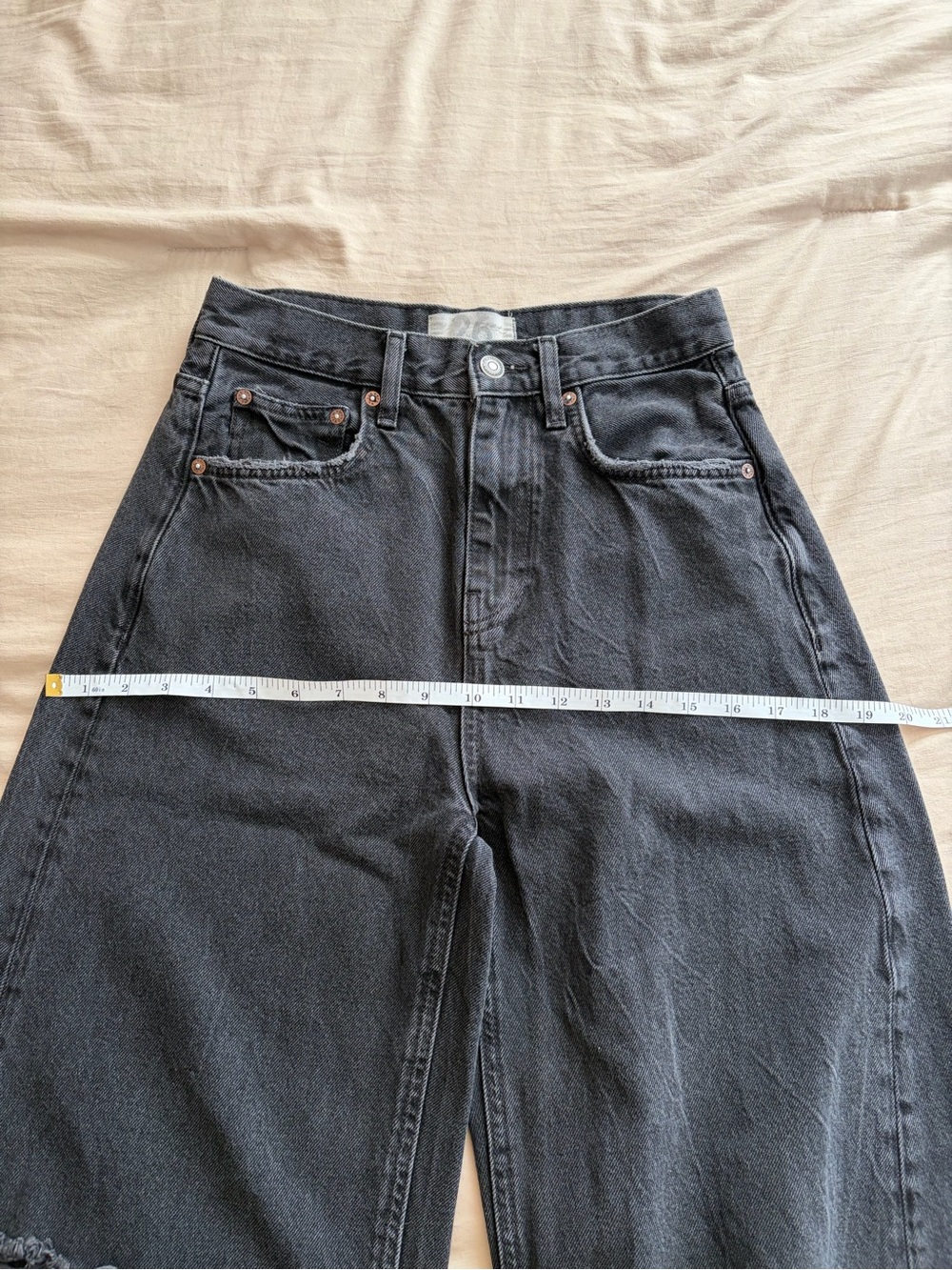 Free People We The Free Washed Black Distressed Wide-Leg Jeans - Picture 4 of 9
